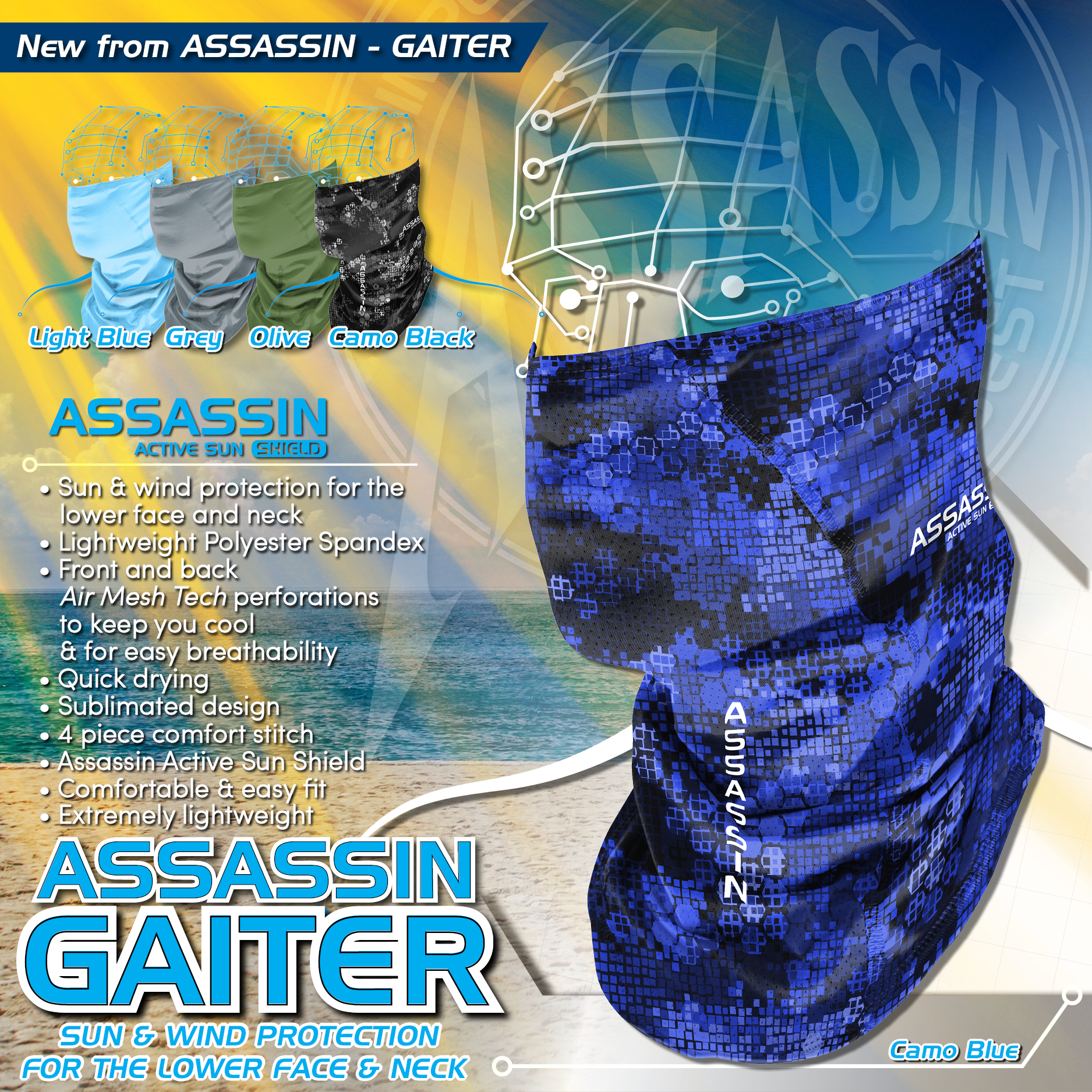 Assassin UV Active Sun Shield Gaiter snood Buff