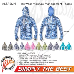Assassin Q-Dry HEX Camo Moisture Management Hoodie UV fishing apparel