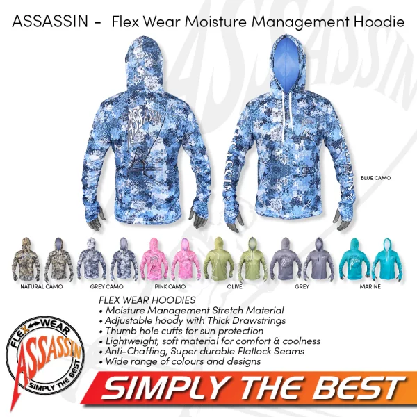 Assassin Q-Dry HEX Camo Moisture Management Hoodie UV fishing apparel - Image 2