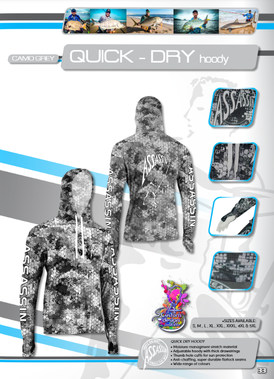 Assassin Q-Dry HEX Camo Moisture Management Hoodie UV fishing apparel - Image 7