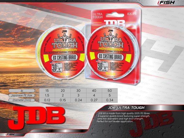 JDB 8X Ultra Tough Braid – Pro Yellow