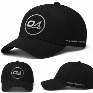 Ocean Angler Black Baseball Cap – Classic Fishing Style