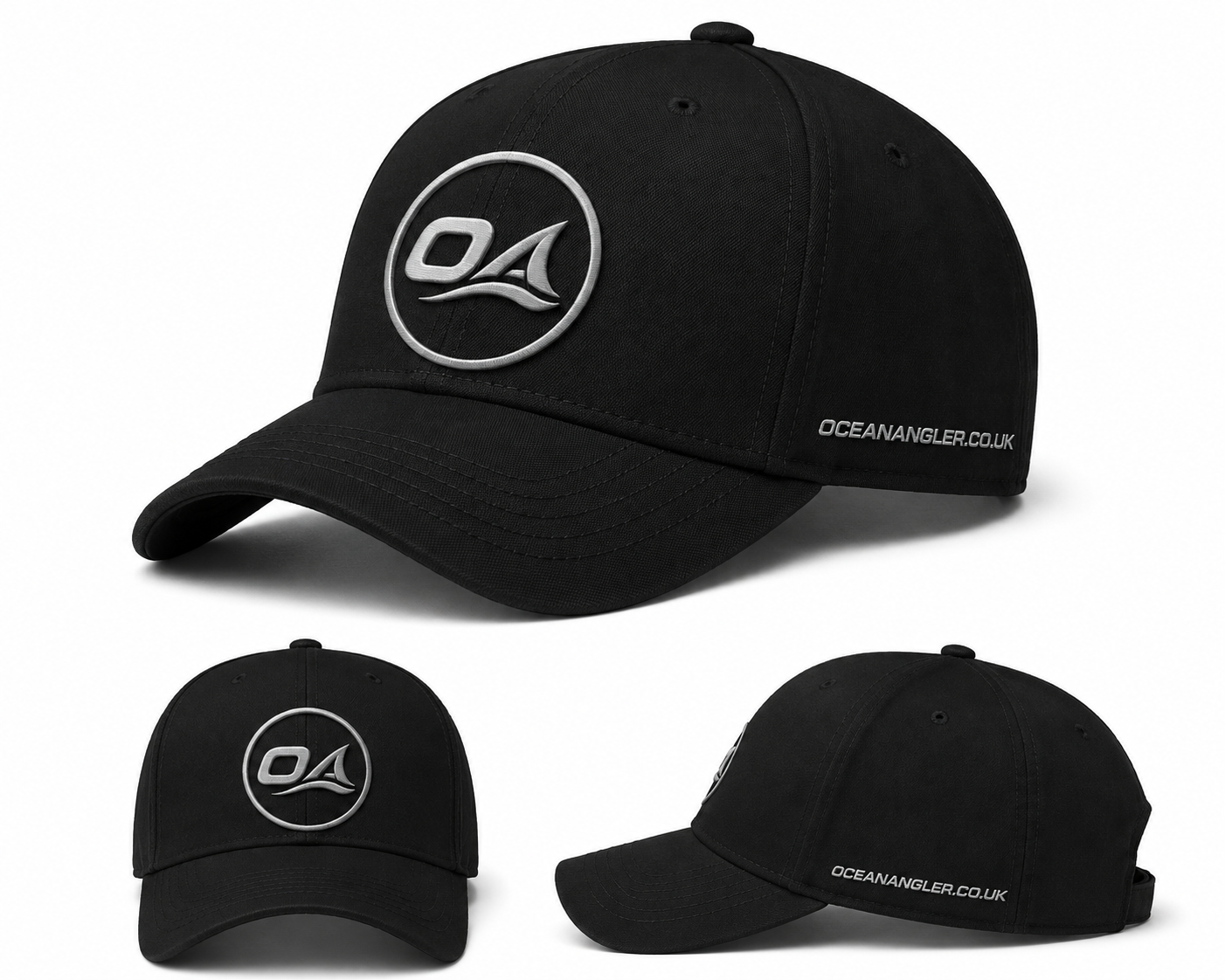 Ocean Angler Black Baseball Cap – Classic Fishing Style